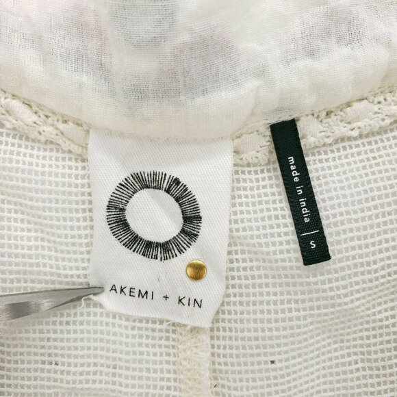 Anthropologie Akemi + Kin Ibis Cream Embroidered Peasant Top Blouse Boho SMALL - Picture 7 of 9